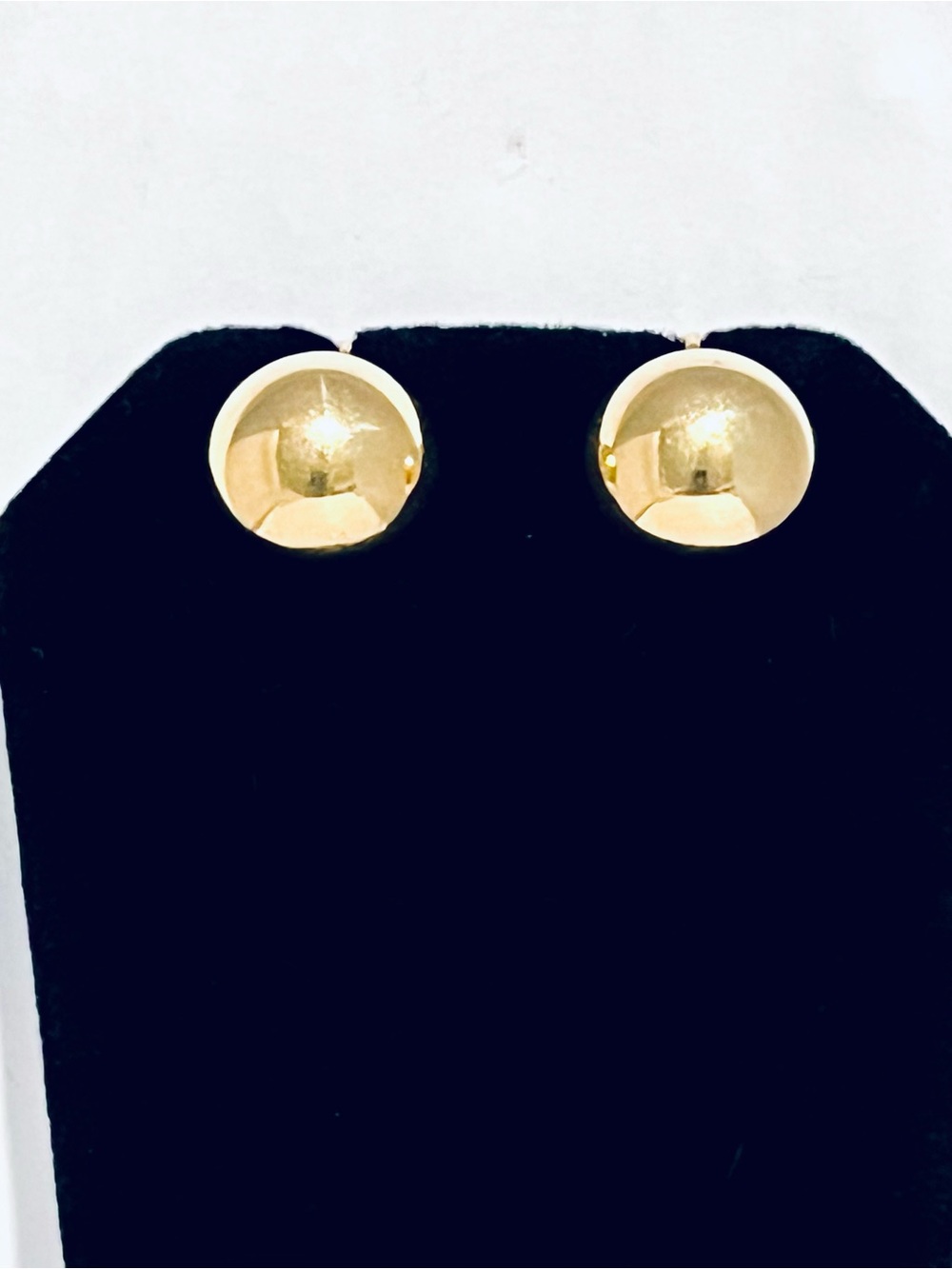 Vintage Trifari Yellow Gold Plated Metal Half Ball Dome Clip on Earrings